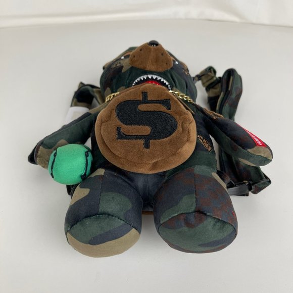 New Sprayground Bearcub Mini Camo Check Money Bear Backpack - Picture 4 of 10